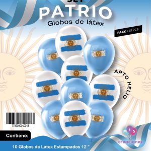 Globo De Latex Estampado Bandera Argentina x 10