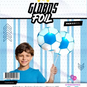 Globo pelota celeste y blanco 10" Blister x2 unidades