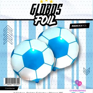 Globo pelota celeste y blanco 18" Blister x2 unidades
