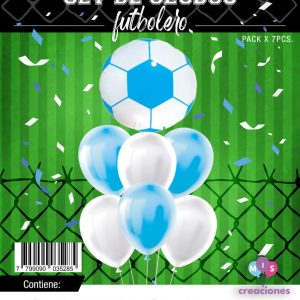 Set de globos pelota celeste y blanco 7pcs