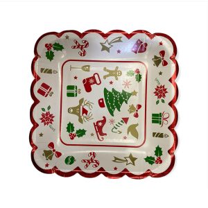 Plato cuadrado navidad objetos x 8