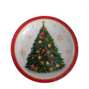 Plato de polipapel 17cm. - Arbol de navidad- x6