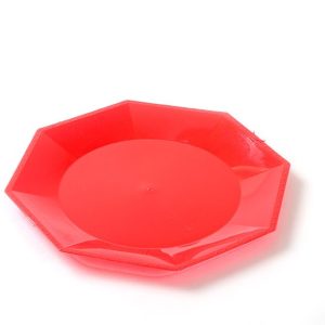 Platos plastico Octagonal chico  rojo x10