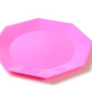 Platos plastico Octagonal rosa x10