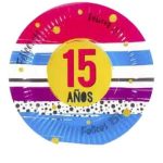 Platos Poli Papel Mis 15 Años x 6