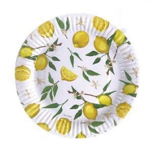 Platos Poli Papel Limones x 6