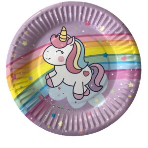 Platos Unicornio  Arcoiris x 8