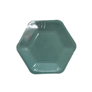 Platos Poli Papel Hexagonales celeste pastel x 6