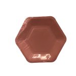 Platos Poli Papel Hexagonales Rosa pastel x 6