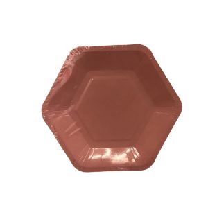 Platos Poli Papel Hexagonales Rosa pastel x 6