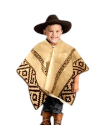 Poncho gaucho beige y guarda negra x1