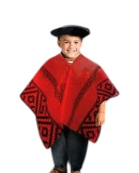 Poncho gaucho rojo y guarda negra x1