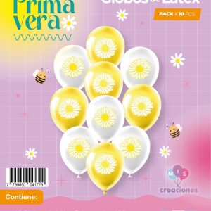 Globo De Latex Estampado Margaritas x 10