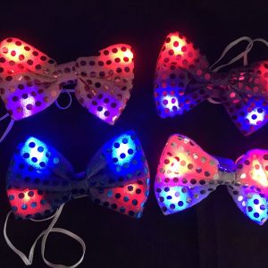 Moño lentejuela luminoso 4 leds x1
