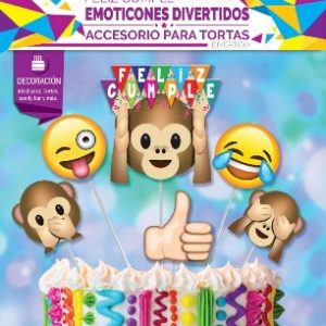 accesorios para torta de feliz cumple emoticon divertido x 6
