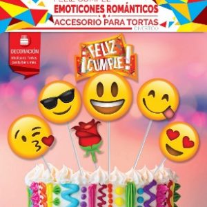 accesorios para torta feliz cumple emoticon romantico x 6