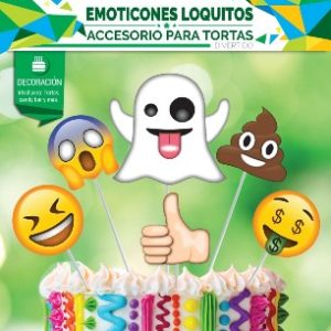 accesorios para torta emoticon loquito x 6
