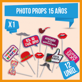 Photo booth props cumple de 15 x12
