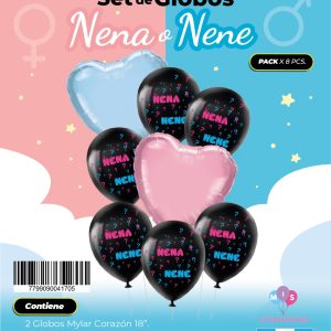 Set de Globos mylar + latex estampado Nena o nene  x 1