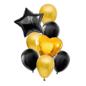Set de Globos 8 pcs. Negro y dorado