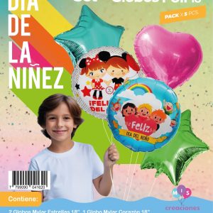 Set de globos foil 18" dia del niño 5pcx x 1