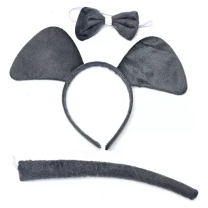 Set Elefante Vincha, Moño y Cola x1