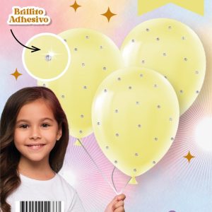 Set de globos brillos amarillo pastel x3