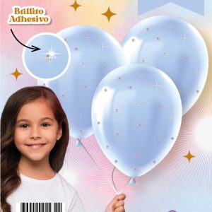 Set de globos brillos celeste pastel x3