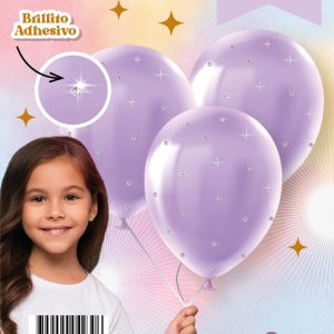 Set de globos brillos lila x3