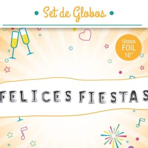 Set de globos frase Felices fiestas