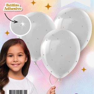 Set de globos brillos gris pastel x3