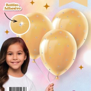 Set de globos brillos naranja pastel x3