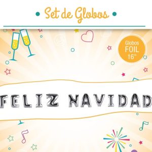 Set de globos frase Feliz navidad