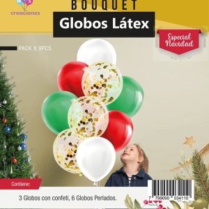 Bouquet de Globo Latex mas confeti Navidad