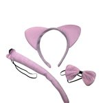 Set Orejas rosa Vincha, Moño y Cola x1