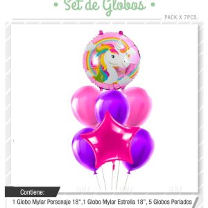 Set de globos De Unicornio 7pcs