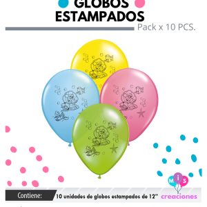 Globo De Latex Estampado La sirenita x 10