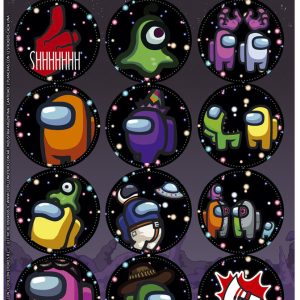 Stickers de "Among Us" 2 planchas x12u