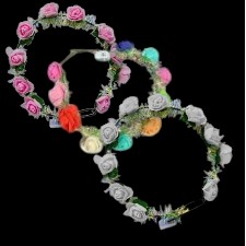 Tiara de Flores Grandes Goma Eva Luminosa x1