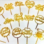 Adorno topper  de torta Feliz cumpleaños oro (varios modelos ) x 1