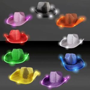 Sombrero cowboy vaquero lentejuela luminoso x 1