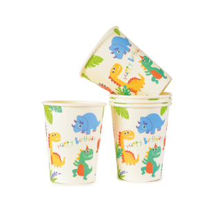 Vaso Happy Birthday (Feliz Cumpleaños) de Dinosaurios x6