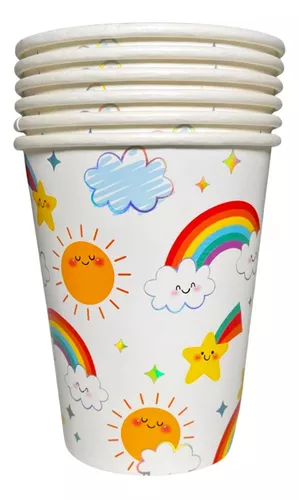 Vaso de Nube y Arcoíris x6