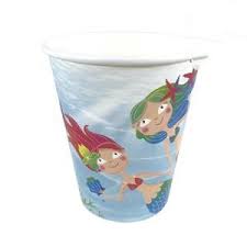 Vasos Descartable Poli Papel Sirenita x 6
