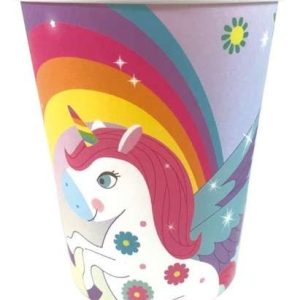 Vasos Descartable Poli Papel Unicornio x 6