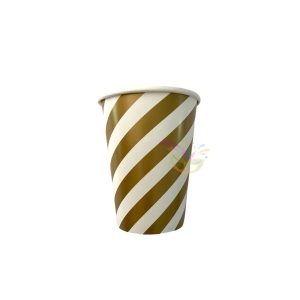 Vasos Descartable Polipapel Rayado Doradas x 8