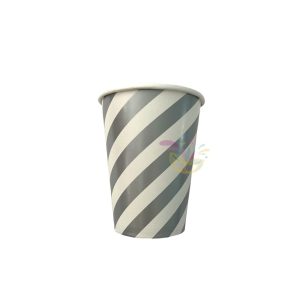 Vasos Descartable Polipapel Rayado Plateado x 8