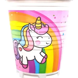 Vaso Plástico Unicornio x8u x1
