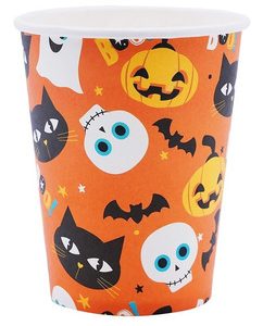 Vasos Descartable Poli Papel de Boo Halloween x 6