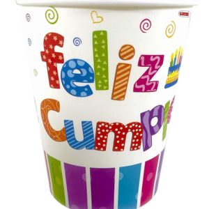 Vasos Descartable Poli Papel "Feliz Cumple" x 6